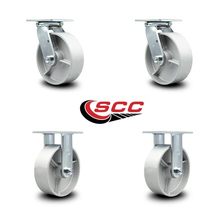 Service Caster 6 Inch Semi Steel Caster Set with Roller Bearings 2 Swivel 2 Rigid SCC SCC-30CS620-SSR-2-R620-2
